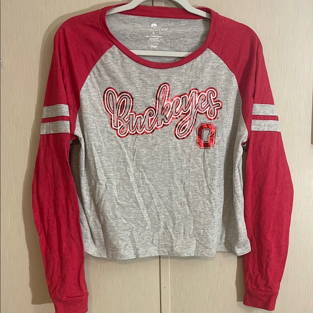 Colleseum game day shirt cropped long sleeve Ohio buckeyes large jersey tee